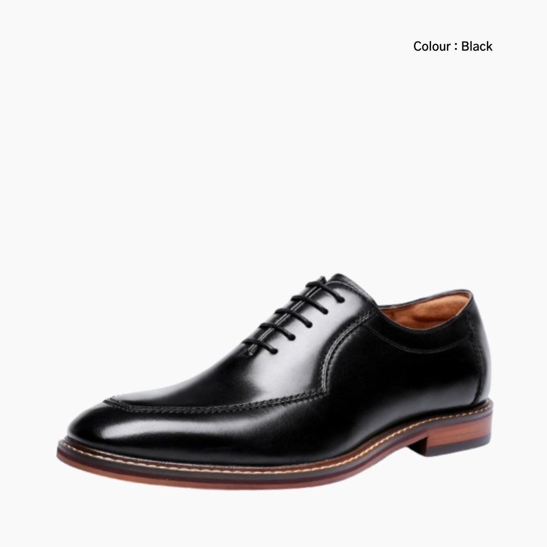 Black Round-Toe, Lace-Up: Oxford Shoes for Men : Purakha - 0566PuM