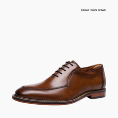 Dark Brown Round-Toe, Lace-Up: Oxford Shoes for Men : Purakha - 0566PuM