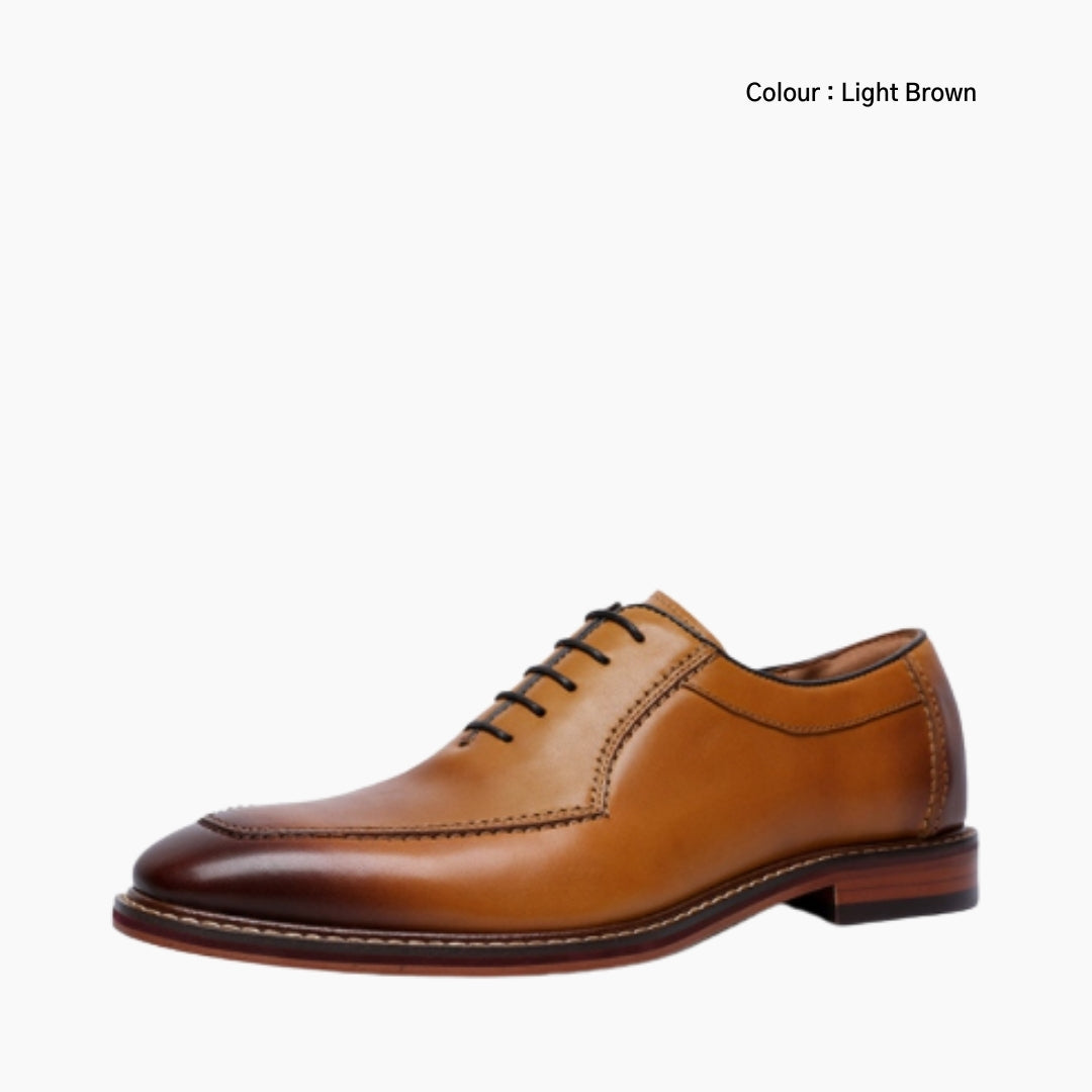 Light Brown Round-Toe, Lace-Up: Oxford Shoes for Men : Purakha - 0566PuM