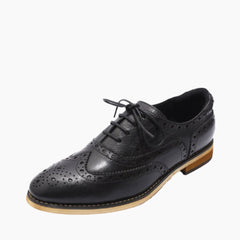 Black Round-Toe, Lace-Up : Oxford Shoes for Women : Purakha - 0574PuF