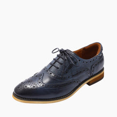 BLue Round-Toe, Lace-Up : Oxford Shoes for Women : Purakha - 0574PuF
