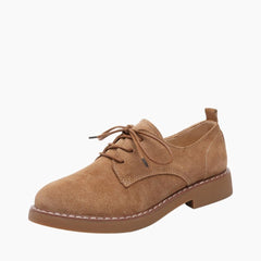 Brown Lace-Up, Round-Toe : Oxford Shoes for Women : Purakha - 0575PuF