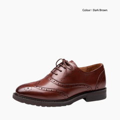 Dark Brown Round-Toe, Lace-Up : Oxford Shoes for Women : Purakha - 0580PuF