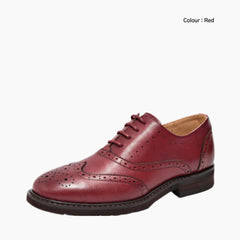 Red Round-Toe, Lace-Up : Oxford Shoes for Women : Purakha - 0580PuF