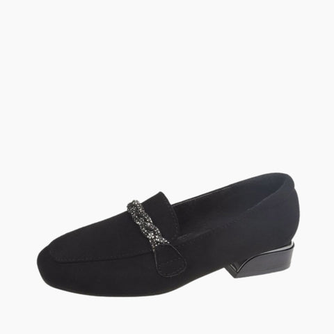 Black Square Heel, Handmade : Flat Shoes for Women : Sahi - 0583SaF