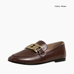 Brown Slip-On, Round-Toe : Flat Shoes for Women : Sahi - 0588SaF