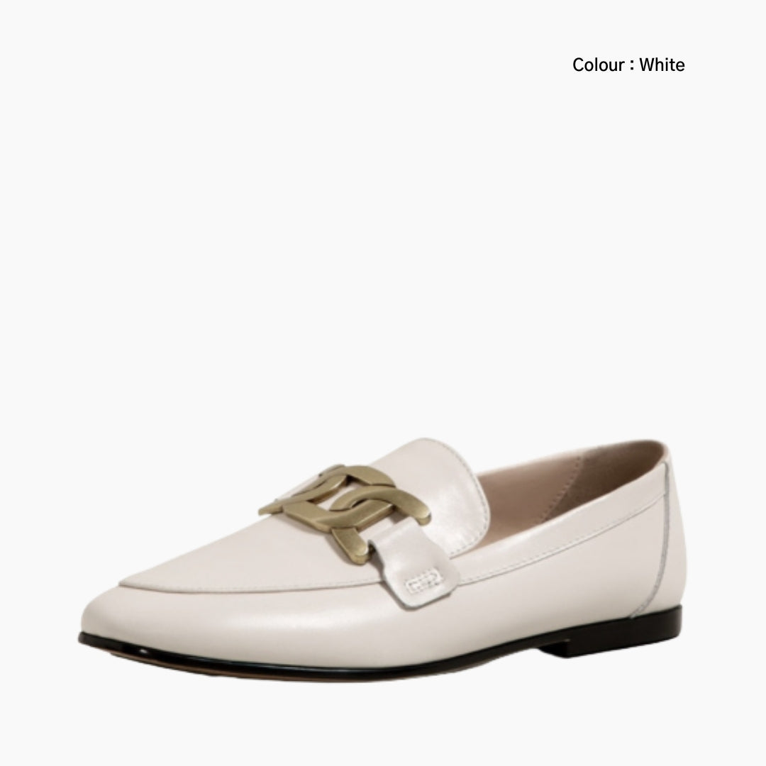 White Slip-On, Round-Toe : Flat Shoes for Women : Sahi - 0588SaF