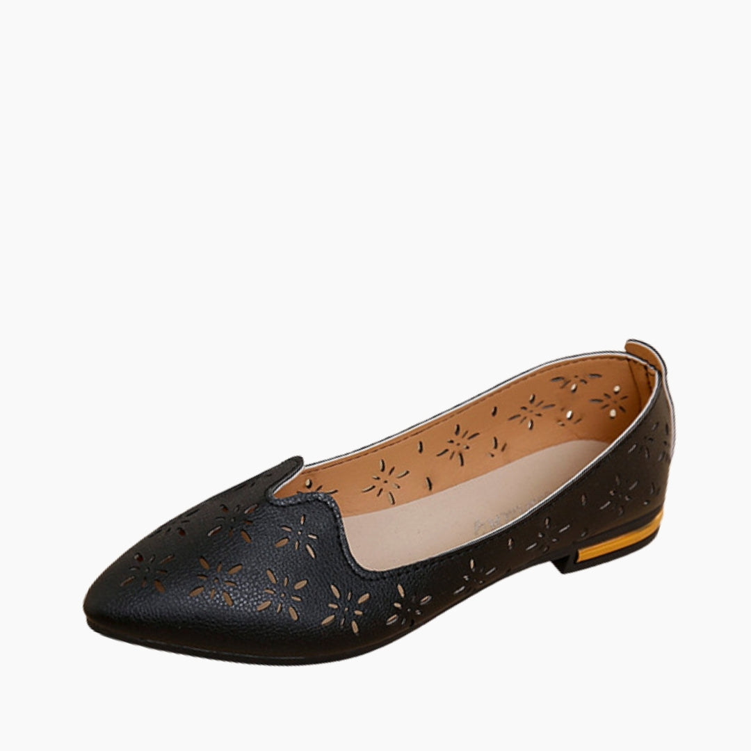 Black Square Heel, Handmade : Flat Shoes for Women : Sahi - 0589SaF