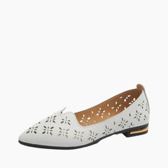 White Square Heel, Handmade : Flat Shoes for Women : Sahi - 0589SaF