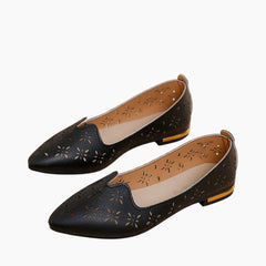 Black Square Heel, Handmade : Flat Shoes for Women : Sahi - 0589SaF