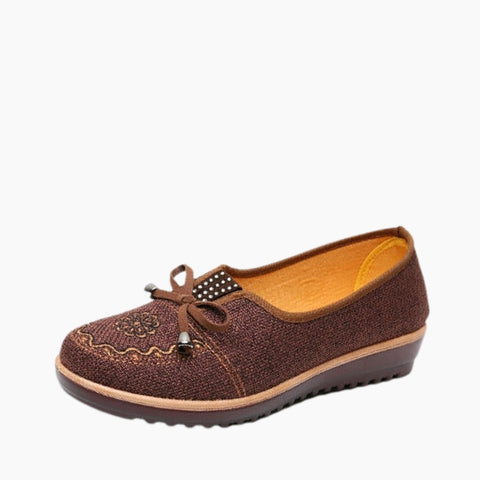 Brown Round Toe, Slip-On : Comfortable Flats : Suhele - 0599SuF