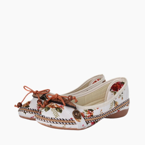 White Round Toe, Breathable : Comfortable Flats : Suhele - 0600SuF