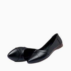 Black Round Toe, Breathable : Comfortable Flats : Suhele - 0601SuF