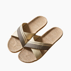 Beige Slip-On, Round-Toe: Outdoor Slippers for Men:  Sigara - 0602SiM