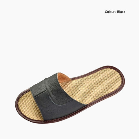 Black Slip-On, Round-Toe: Outdoor Slippers for Men:  Sigara - 0604SiM