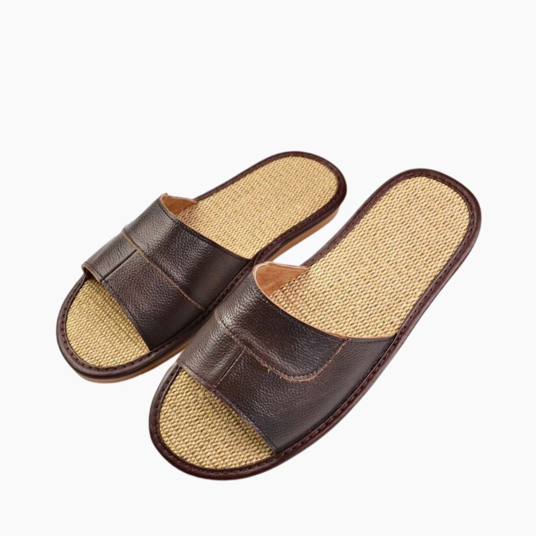 Brown Slip-On, Round-Toe: Outdoor Slippers for Men:  Sigara - 0604SiM