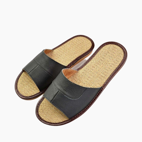 Black Slip-On, Round-Toe: Outdoor Slippers for Men:  Sigara - 0604SiM