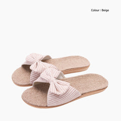 Beige Slip-On, Round-Toe: Outdoor Slippers for Women:  Sigara - 0611SiF