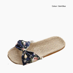Dark Blue Slip-On, Round-Toe: Outdoor Slippers for Women:  Sigara - 0612SiF