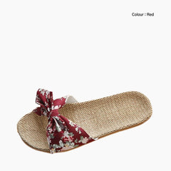 Red Slip-On, Round-Toe: Outdoor Slippers for Women:  Sigara - 0612SiF