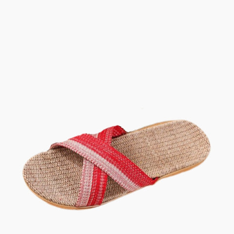Red Slip-On, Round-Toe: Outdoor Slippers for Women:  Sigara - 0614SiF