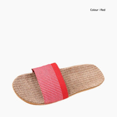 Red Slip-On, Round-Toe: Outdoor Slippers for Women:  Sigara - 0615SiF