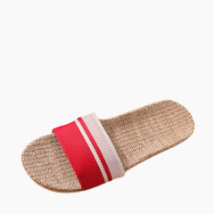 Red Slip-On, Round-Toe: Outdoor Slippers for Women:  Sigara - 0616SiF