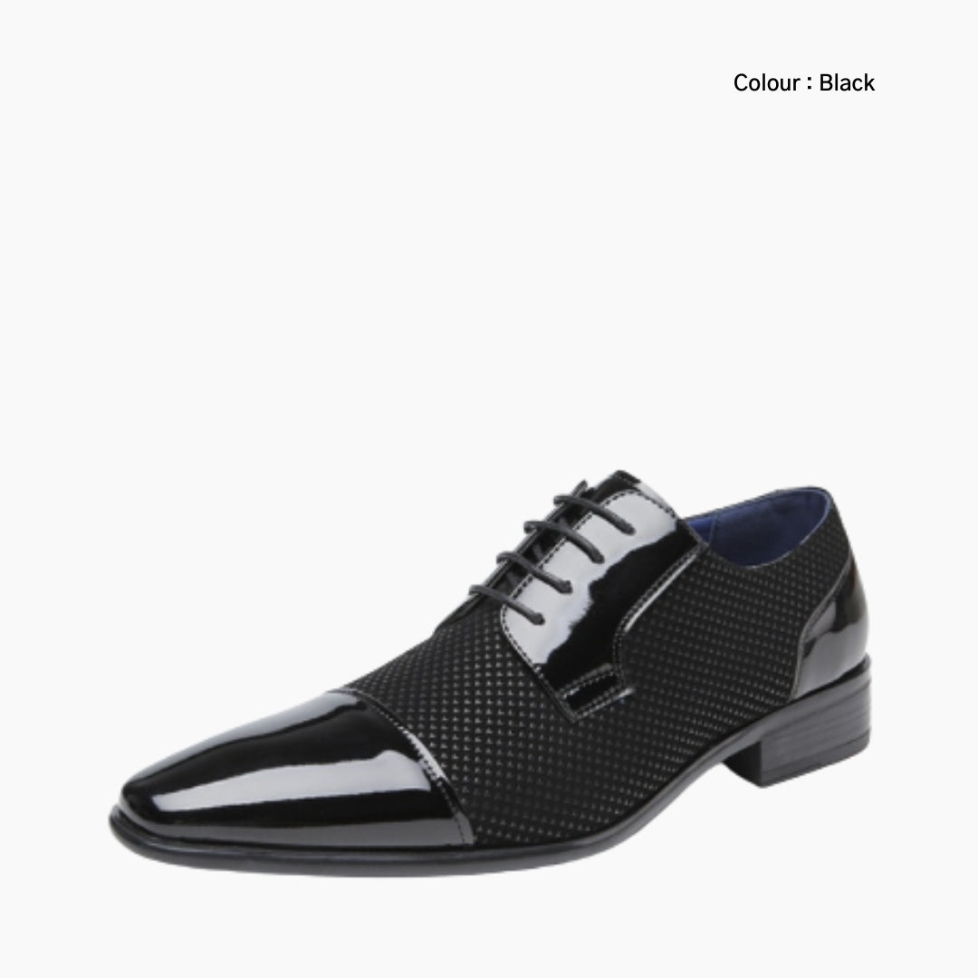 Black Round-Toe, Lace-Up : Men's Wedding Shoes : Viah - 0619ViM