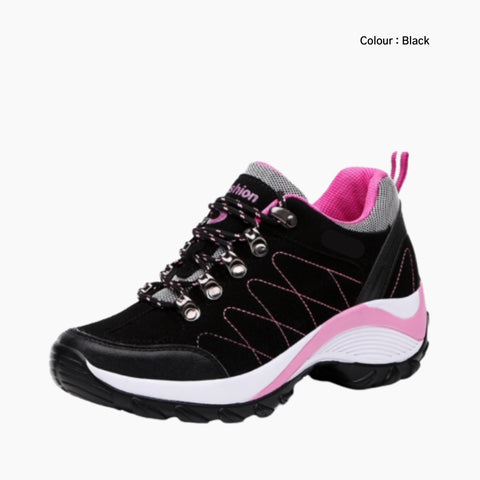 Black Waterproof, Height Increasing : Walking Shoes for Women : Turhia - 0630TuF