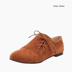 Brown Round-Toe, Lace-Up : Smart Casual Shoes for Women : Teja - 0641TeF