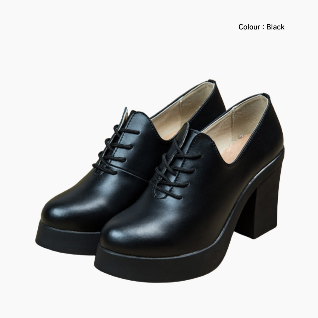 Black Lace-Up : Smart Casual Shoes for Women : Teja - 0642TeF