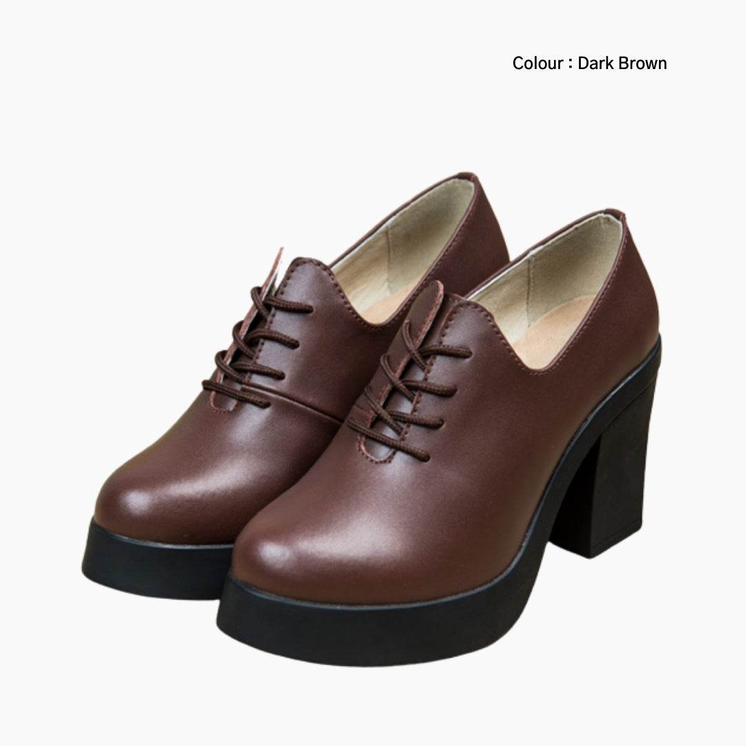 Dark Brown Lace-Up : Smart Casual Shoes for Women : Teja - 0642TeF