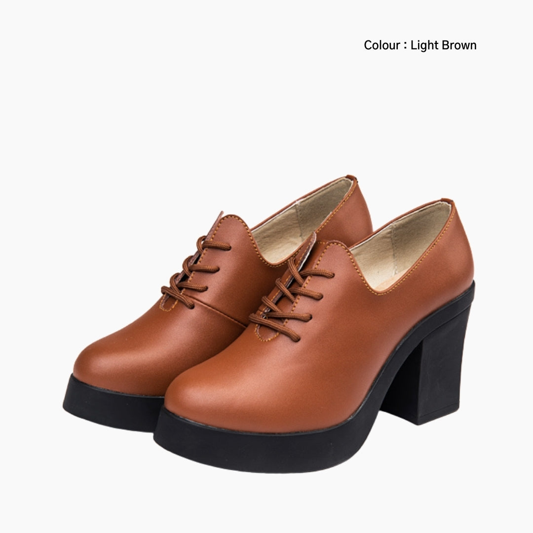 Light Brown Lace-Up : Smart Casual Shoes for Women : Teja - 0642TeF