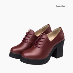 Red Lace-Up : Smart Casual Shoes for Women : Teja - 0642TeF