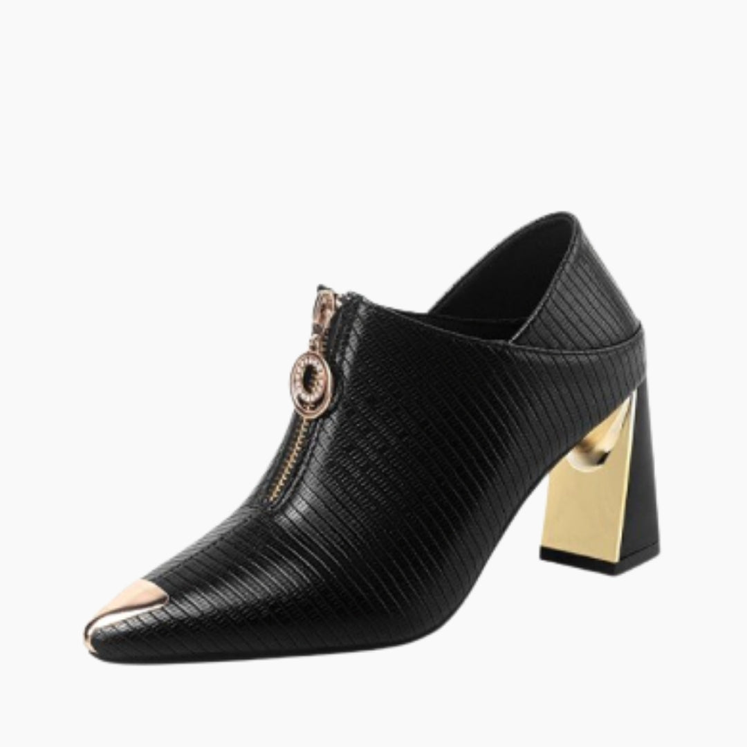 Black Handmade, Square Heel : Smart Casual Shoes for Women : Teja - 0643TeF