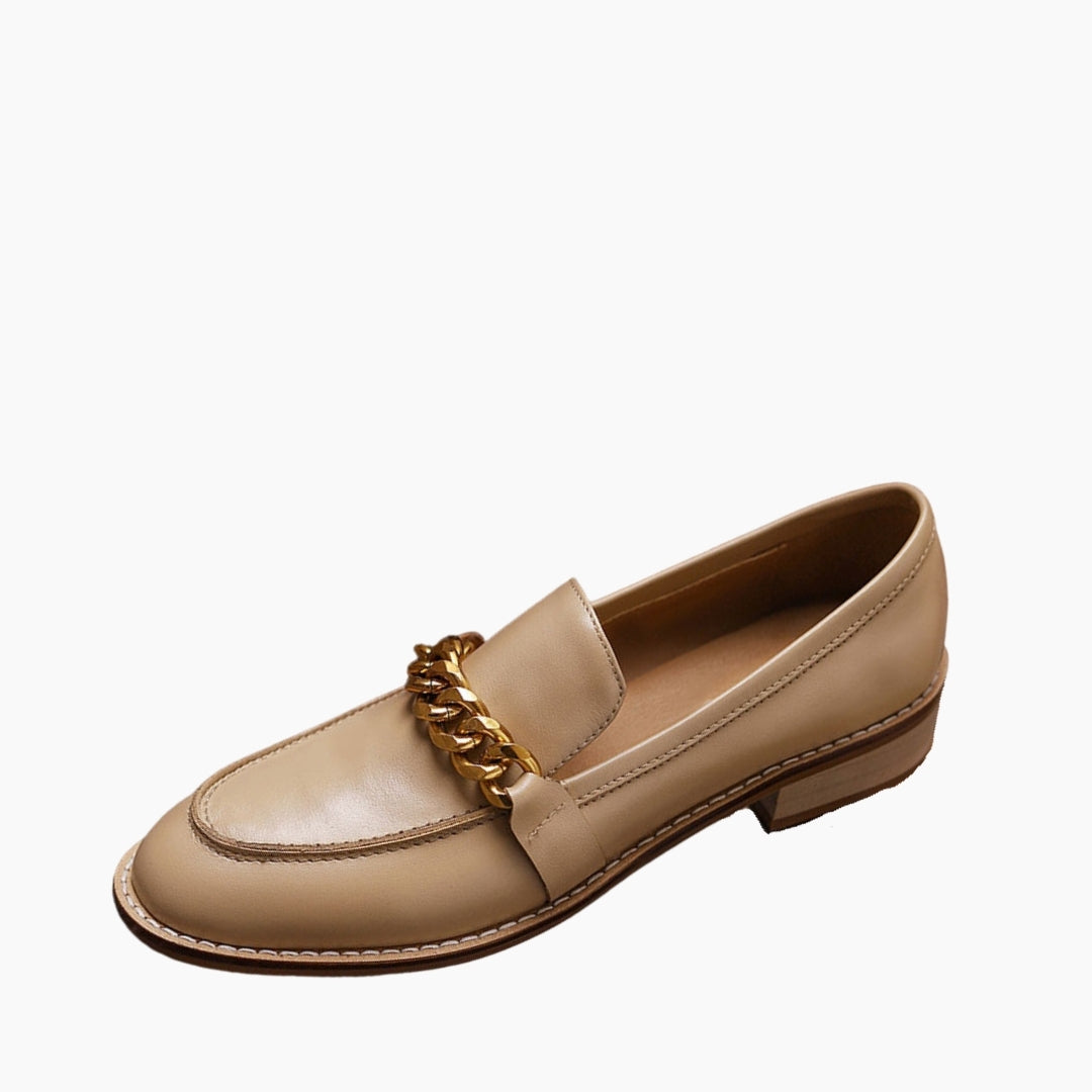 Beige Round-Toe, Slip-On : Smart Casual Shoes for Women : Teja - 0648TeF