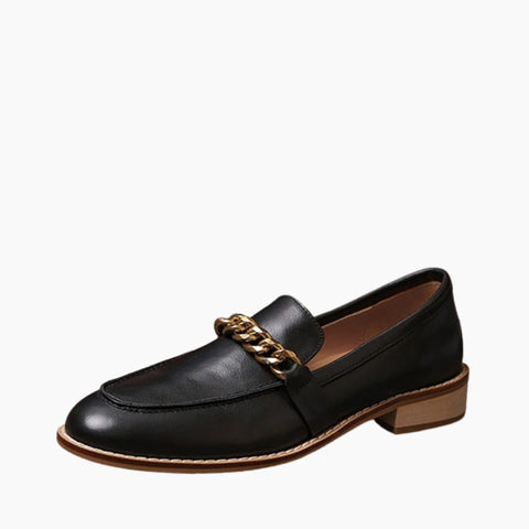 Black Round-Toe, Slip-On : Smart Casual Shoes for Women : Teja - 0648TeF
