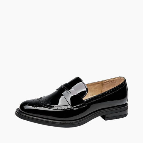 Black Handmade, Non-Slip Rubber Sole : Smart Casual Shoes for Women : Teja - 0649TeF