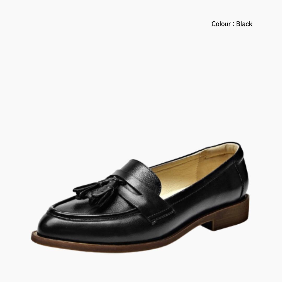 Black Handmade, Non-Slip Rubber : Smart Casual Shoes for Women : Teja - 0651TeF