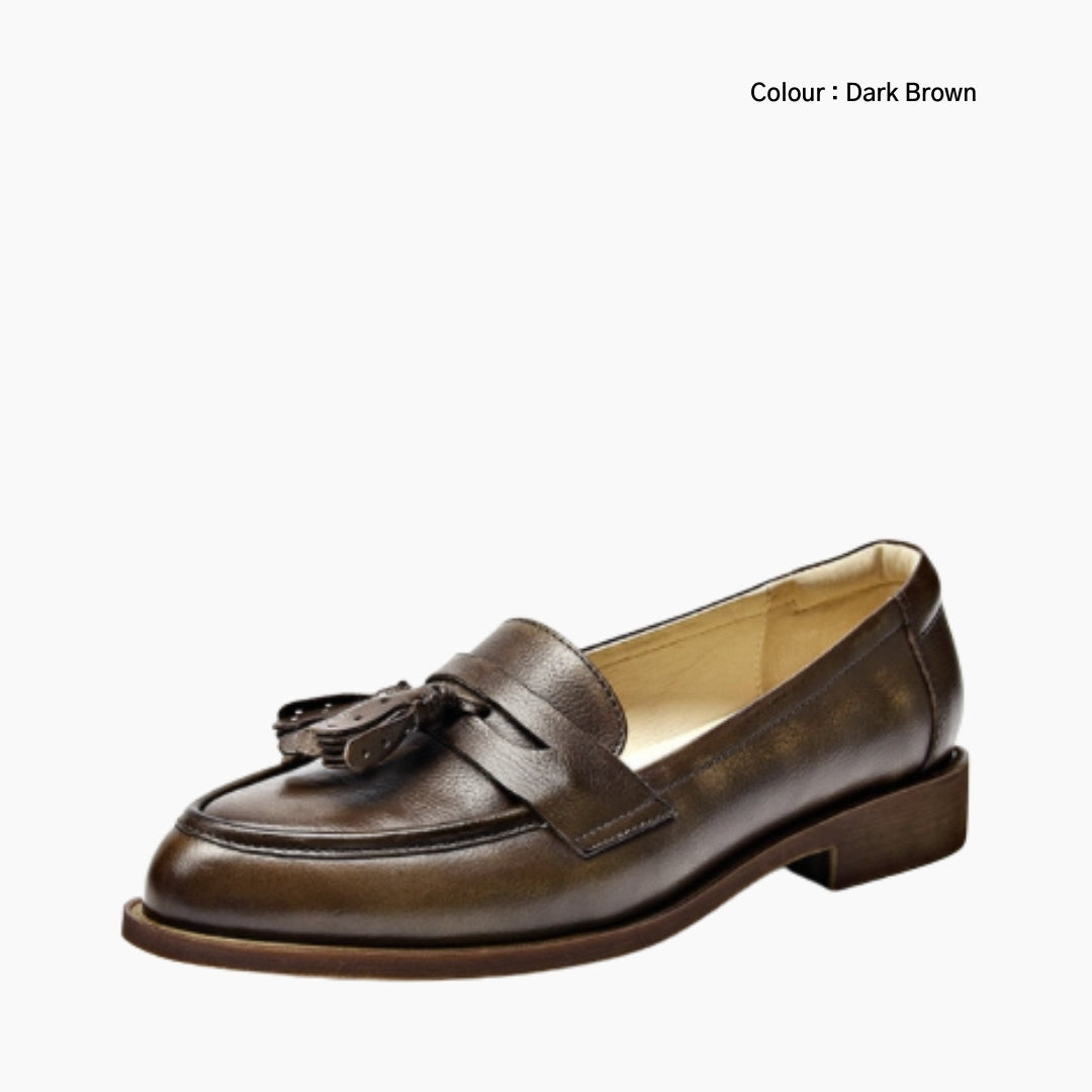 Dark Brown Handmade, Non-Slip Rubber : Smart Casual Shoes for Women : Teja - 0651TeF