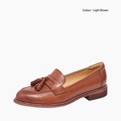 Light Brown Handmade, Non-Slip Rubber : Smart Casual Shoes for Women : Teja - 0651TeF