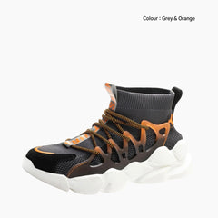 Grey & Orange Puncture Proof, Non-Slip Sole : Safety Shoes for Men : Rakhia - 0668RaM