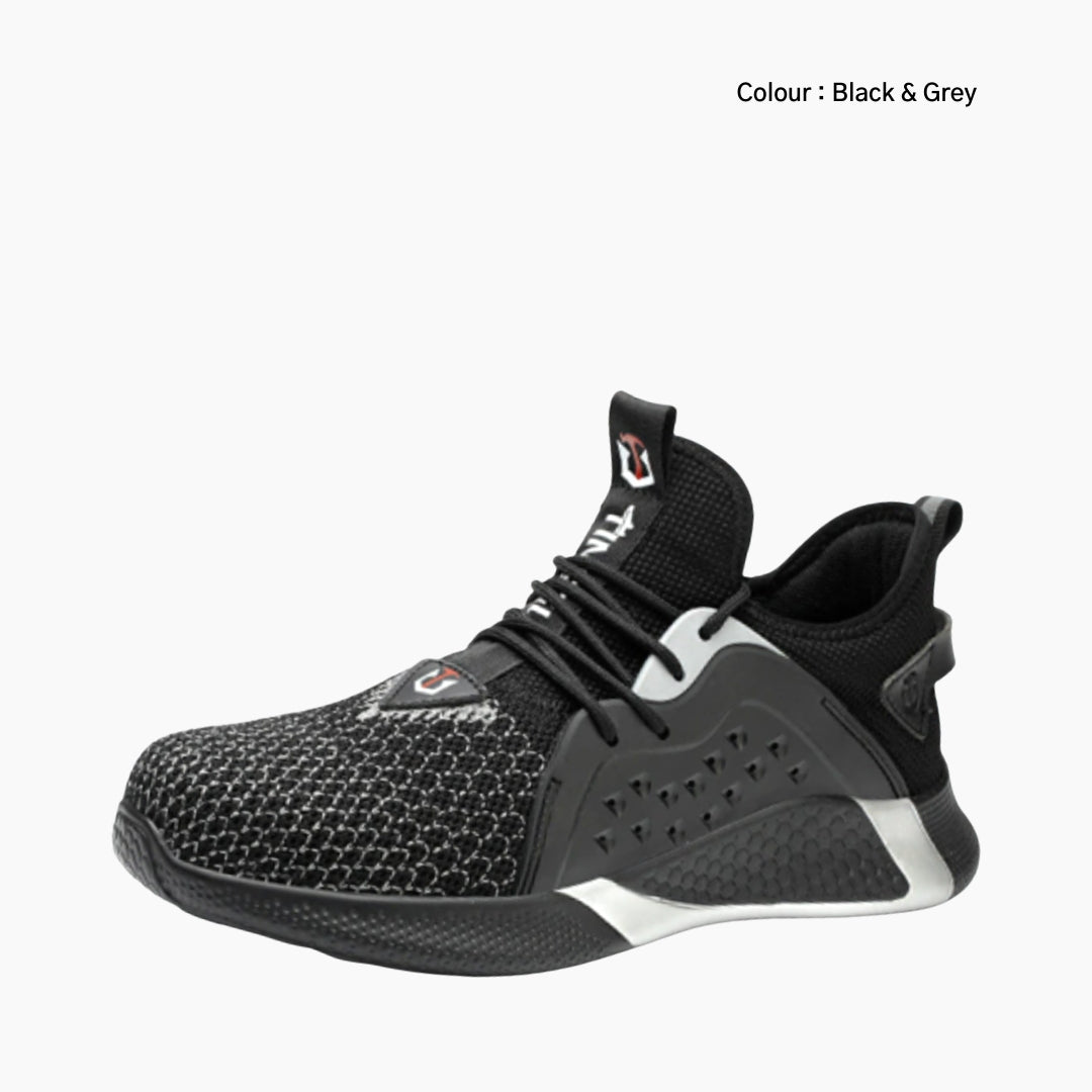 Black & Grey Non-Slip, Wear Resistant Sole : Safety Shoes for Men : Rakhia - 0670RaM