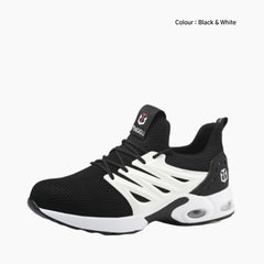 Black & White Non-Slip, Shock Absorption : Safety Shoes for Women : Rakhia - 0679RaF