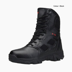 Black Waterproof, Wear Resistant : Hiking Boots for Men : Pahaara - 0681PaM