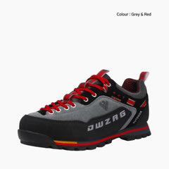 Grey & Red Lace-Up, Waterproof. : Hiking Boots for Men : Pahaara - 0688PaM