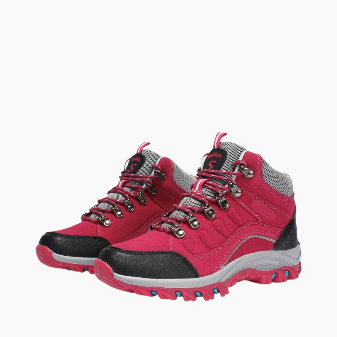 Pink Lace-Up, Breathable : Hiking Boots for Women : Pahaara - 0703PaF