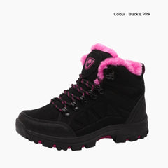 Black & Pink Waterproof, Anti-Skid : Hiking Boots for Women : Pahaara - 0711PaF