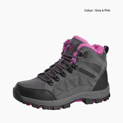 Grey & Pink Waterproof, Anti-Skid : Hiking Boots for Women : Pahaara - 0711PaF