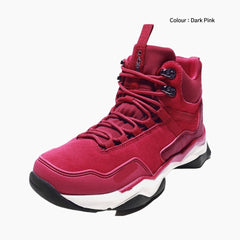 Dark Pink Cotton Insulation, Anti-Skid : Hiking Boots for Women : Pahaara - 0714PaF